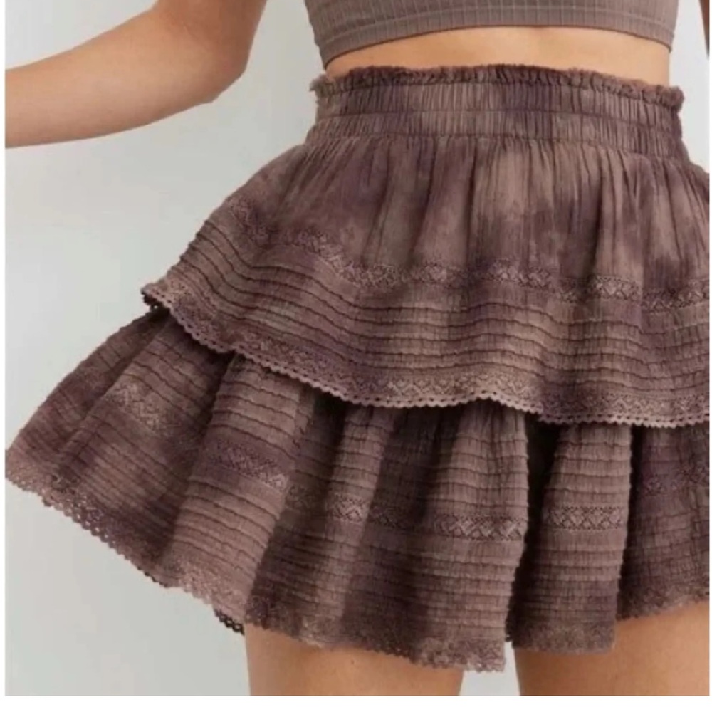 Aerie ruffle tie dye miniskirt